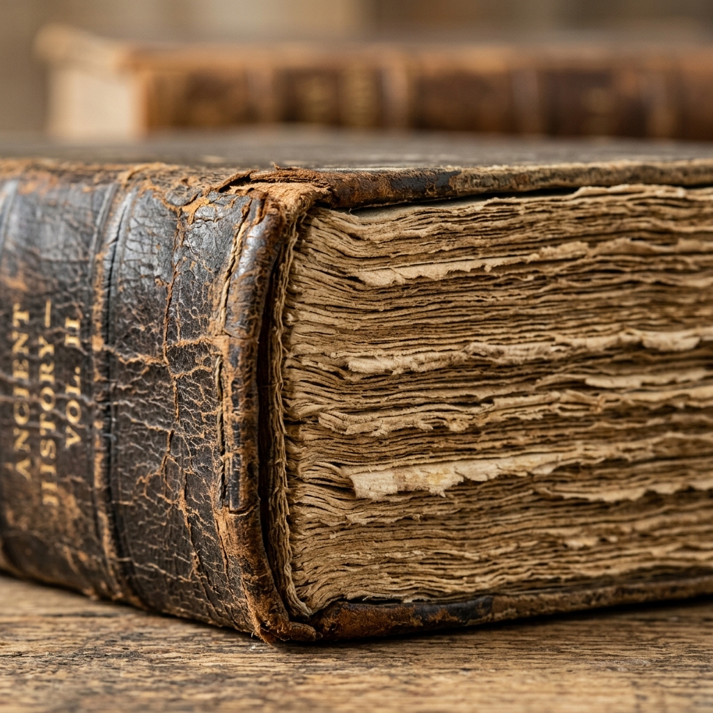 Macro of Antique Book Spines and Paper
