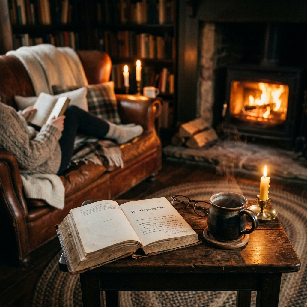 Open Vintage Book in Reading Corner