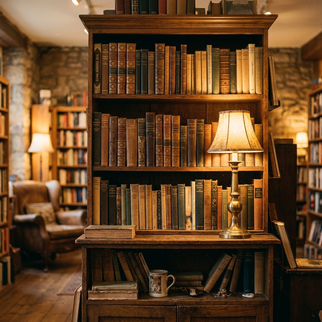 Cozy Bookstore Bookshelf