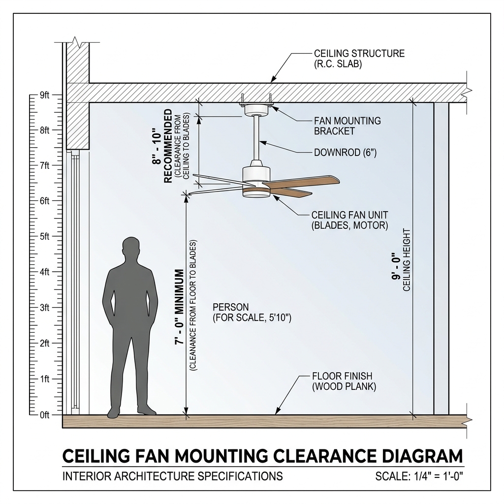 Ceiling Fan Mounting Clearance Diagram