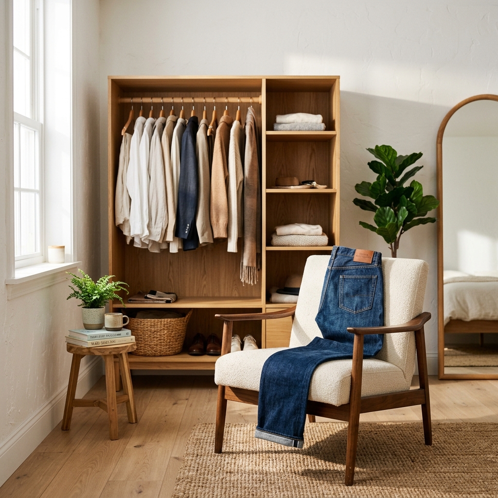 Jeans Over Armchair in Cozy Wardrobe