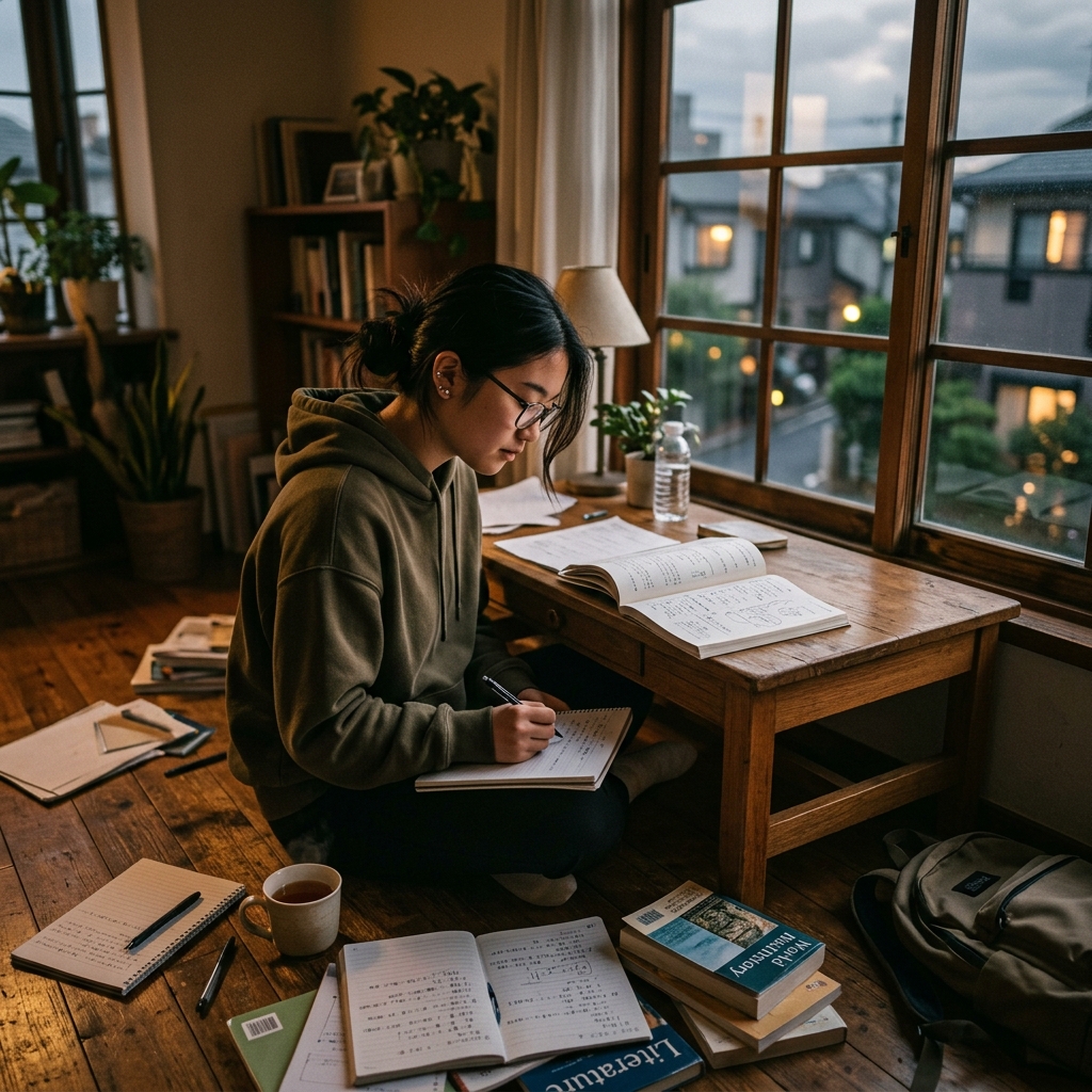 Student Studying by Window