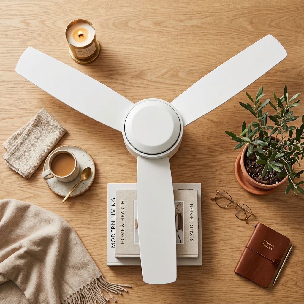 Hunter Dempsey Low Profile Ceiling Fan in Modern Bedroom