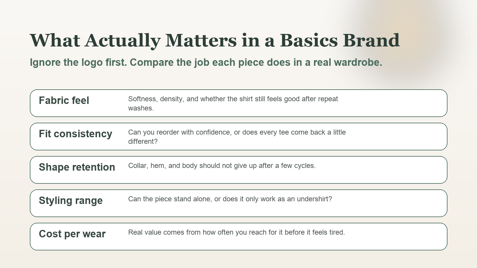 Basics brand comparison pillars