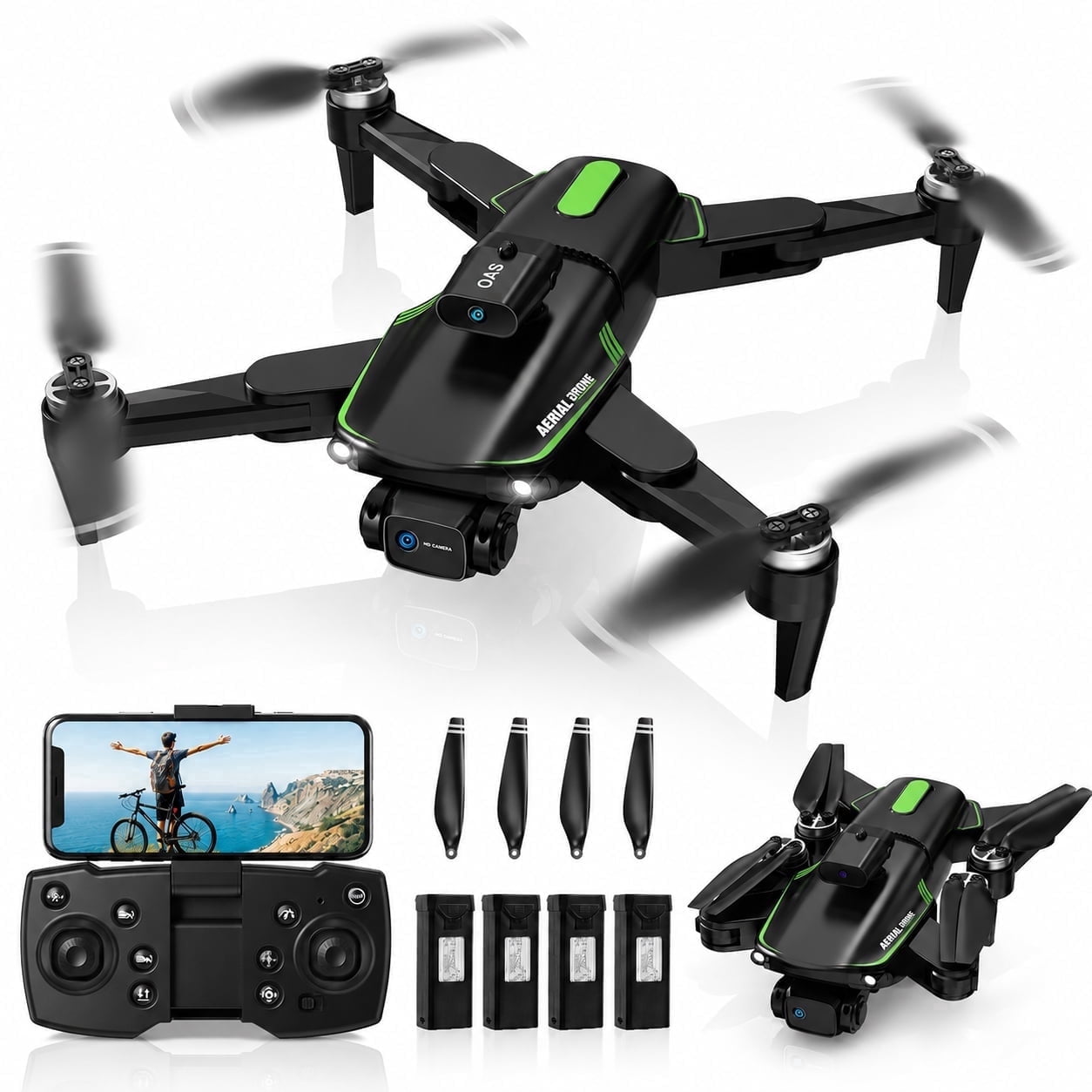 VILINICE 1080P Drone with Cameras for Adults, Foldable FPV Quadcopter with Brushless Motor, Obstacle Avoidance, Gesture and Trajectory Control, Headless Mode, Video HD Dual-Camera Drones for